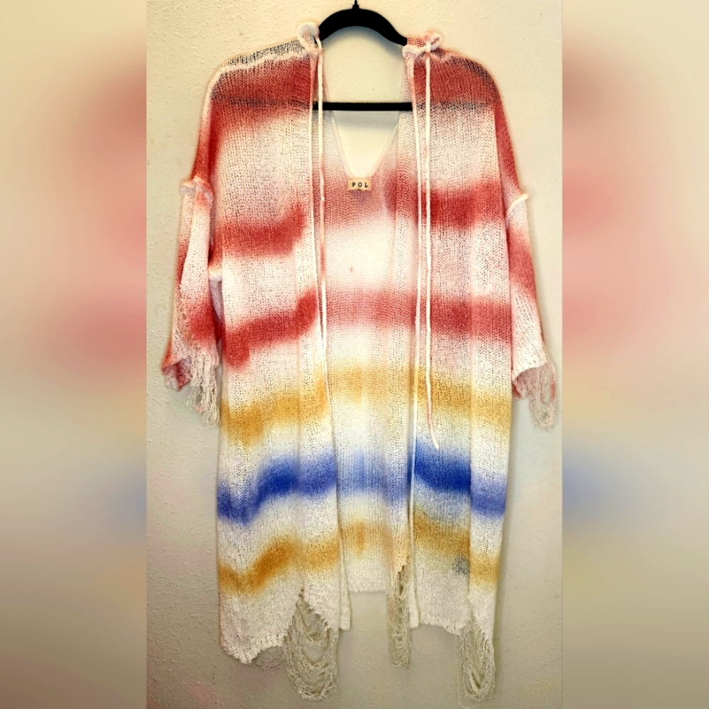 POL Multicolor Crochet Knit Cardigan